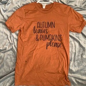 Autumn leaves and pumpkins please, tshirt. Brand new handmade never worn